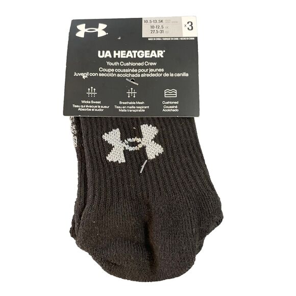 Under Armour Performance Tech Unisex Youth 3 prs Cushioned Crew Socks Size XS - Picture 1 of 4